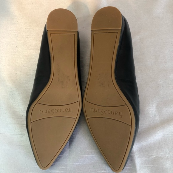 Franco Sarto Ladies 9 1/2 Black Leather Pointed Toe Slip Loafers - Picture 9 of 16